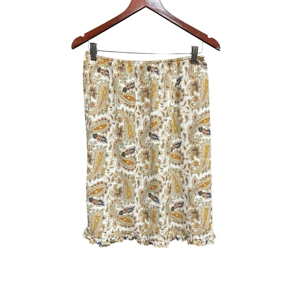 Vintage Kathy Ireland Skirt 90s Y2K Size Medium Paisley Print Tan Basic Colors